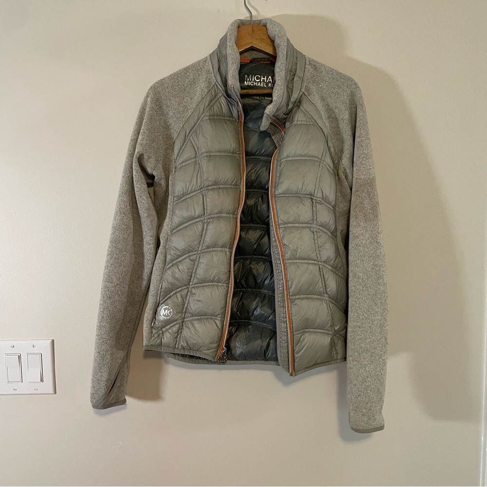 Michael by Michael Kors, Women’s Puffer Jacket Hybrid In Gray Size M